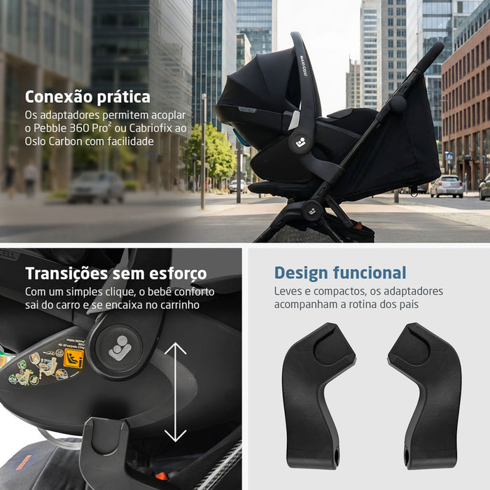 
    Adaptador Maxi-Cosi para Carrinho Oslo Carbon Compatível com Pebble Pro² e CabrioFix
  