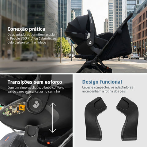 Adaptador Maxi-Cosi para Carrinho Oslo Carbon Compatível com Pebble Pro² e CabrioFix