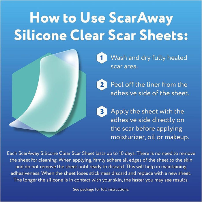 
    Adesivos de Silicone Para Tratamento de Cicatrizes ScarAway 10 Unidades - ScarAway Babytunes
  