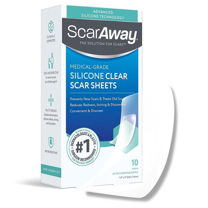 
    Adesivos de Silicone Para Tratamento de Cicatrizes ScarAway 10 Unidades - ScarAway Babytunes
  