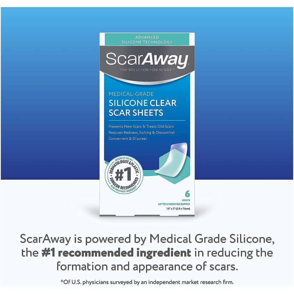 Adesivos de Silicone Para Tratamento de Cicatrizes ScarAway 6 Unidades