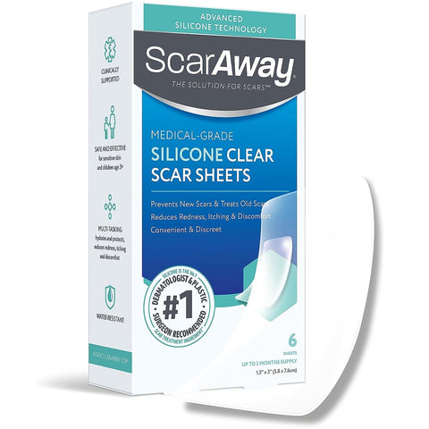 Adesivos de Silicone Para Tratamento de Cicatrizes ScarAway 6 Unidades