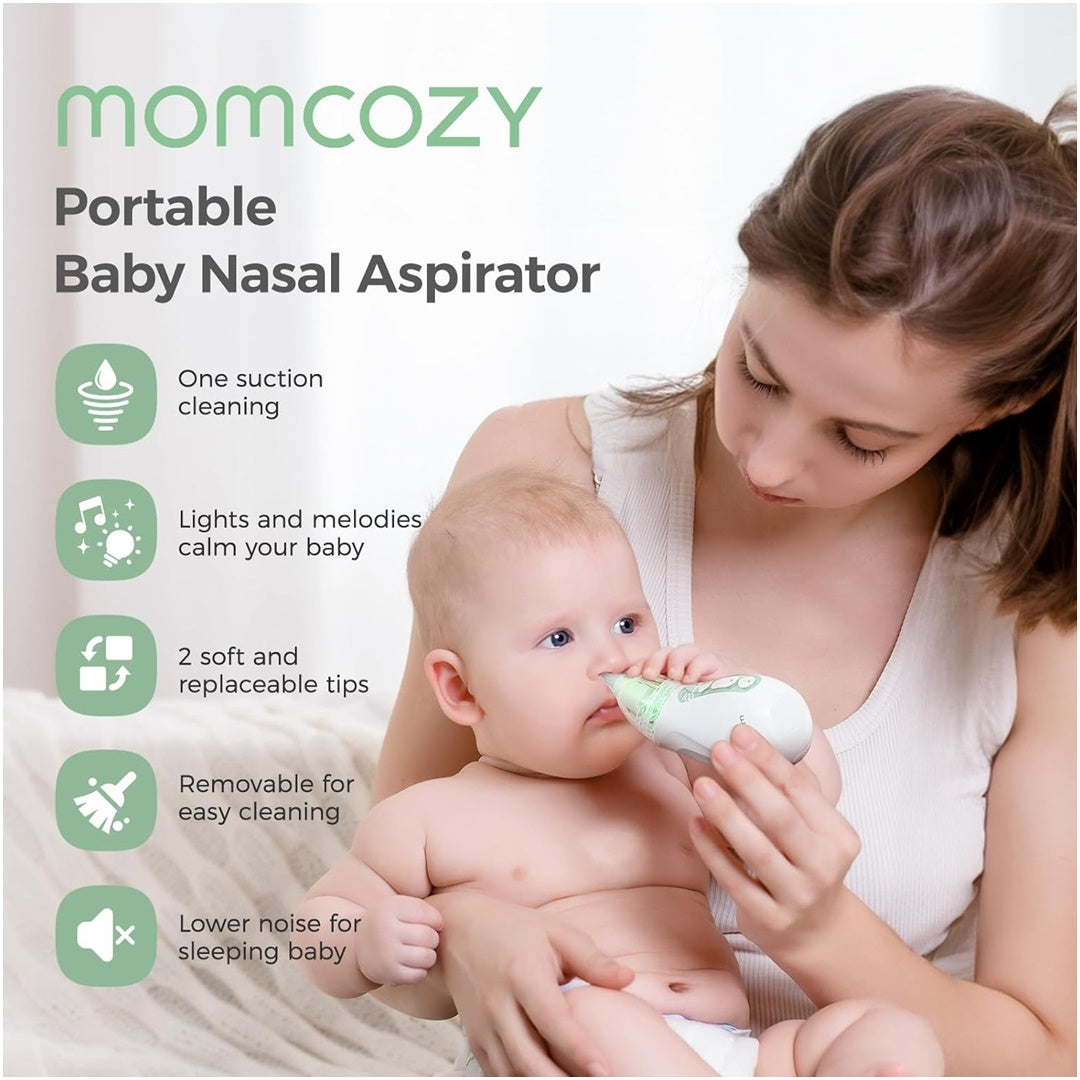 Aspirador Nasal Para Bebês Momcozy Strong Suction Com Luz e Música - Momcozy Babytunes