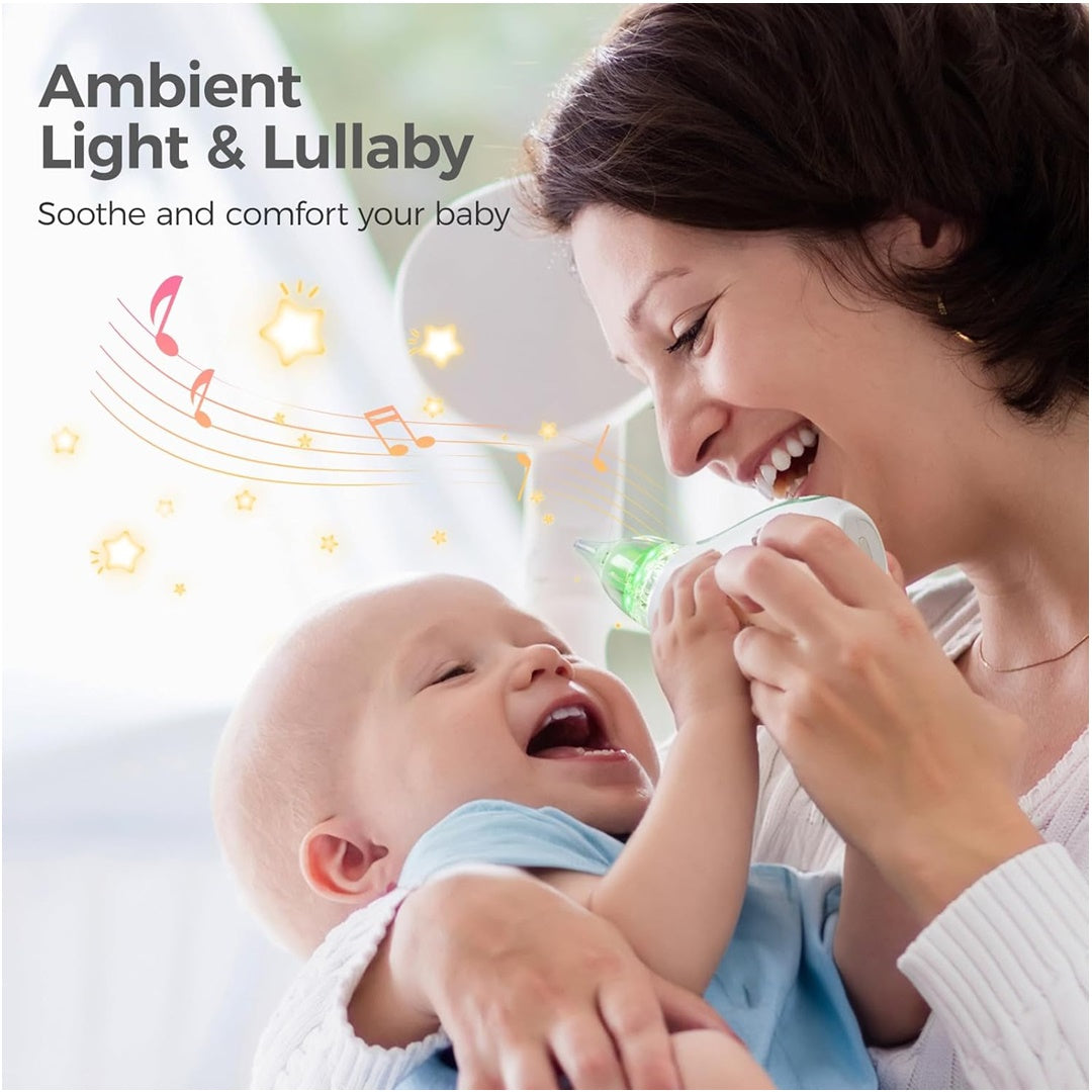 Aspirador Nasal Para Bebês Momcozy Strong Suction Com Luz e Música - Momcozy Babytunes