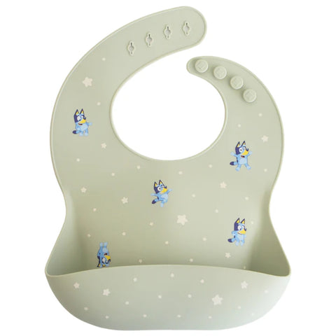 Babador De Silicone Infantil Mushie Bluey Sage