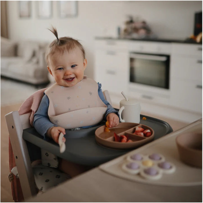 
    Babador De Silicone Infantil Mushie Bluey Sage - Mushie Babytunes
  