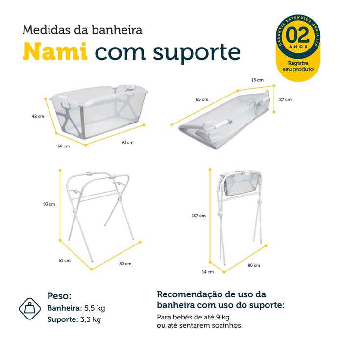 
    Banheira Dobrável Infantil Safety 1st Nami com Suporte e Redutor White
  