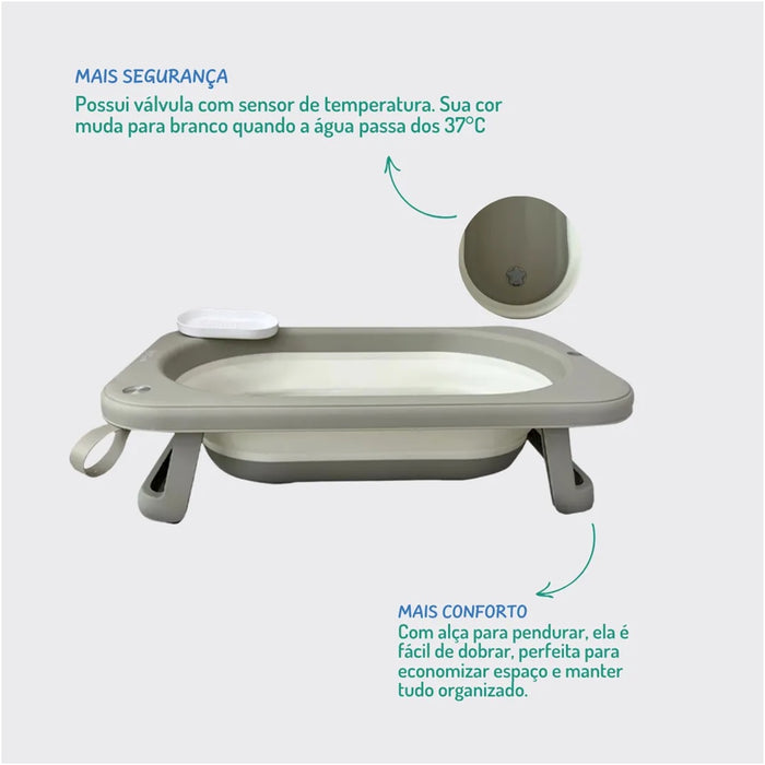 
    Banheira Infantil Dobrável Com Saboneteira Petit Piá Cinza - Petit Piá Babytunes
  