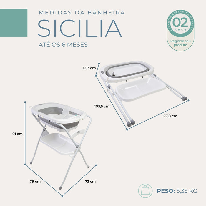 
    Banheira Sicília Duo com Suporte Infanti Branco e Cinza
  