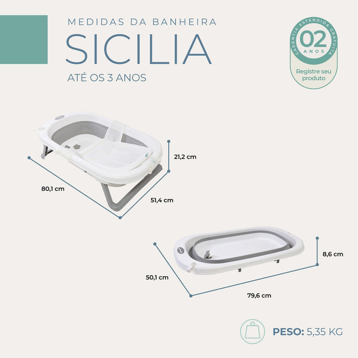 
    Banheira Sicília Duo com Suporte Infanti Branco e Cinza
  