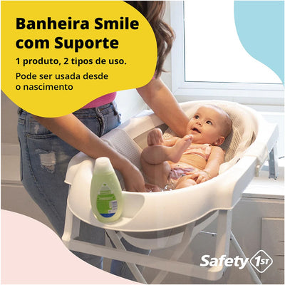 Banheira Smile 2 Em 1 Com Suporte Safety 1st Pink - Redutor Para Recém-Nascidos