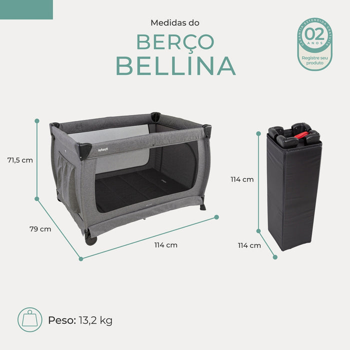 
    Berço Portátil Bellina Infanti Preto Mescla
  