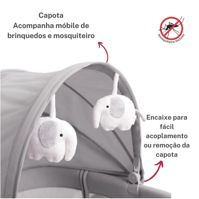 
    Berço Portátil Mastela 3 em 1 Com Balanço Automático Cinza Escuro - Mastela Babytunes
  