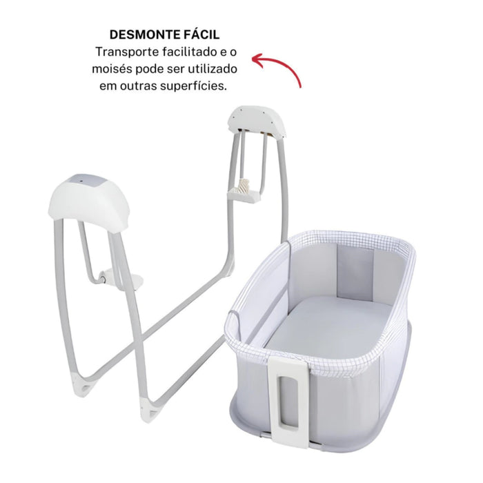 
    Berço Techno Automático Com Bluetooth Mastela Cinza Claro
  