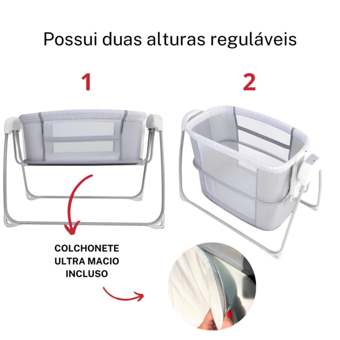 
    Berço Techno Automático Com Bluetooth Mastela Cinza Claro
  