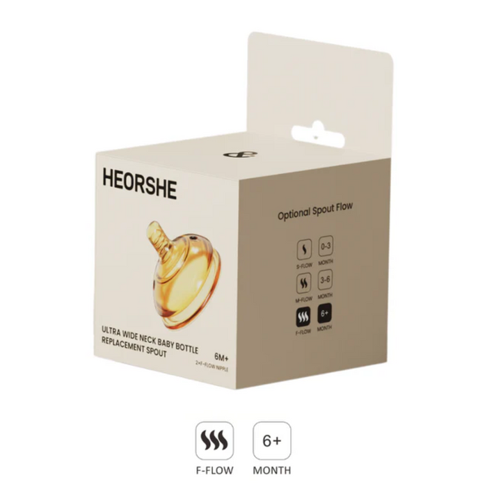 
    Bico de Mamadeira HEORSHE Fluxo Rápido 6M+ - HEORSHE Babytunes
  