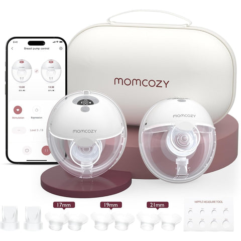 Bomba Extratora de Leite Elétrica Dupla Momcozy M5 Smart Quill Grey