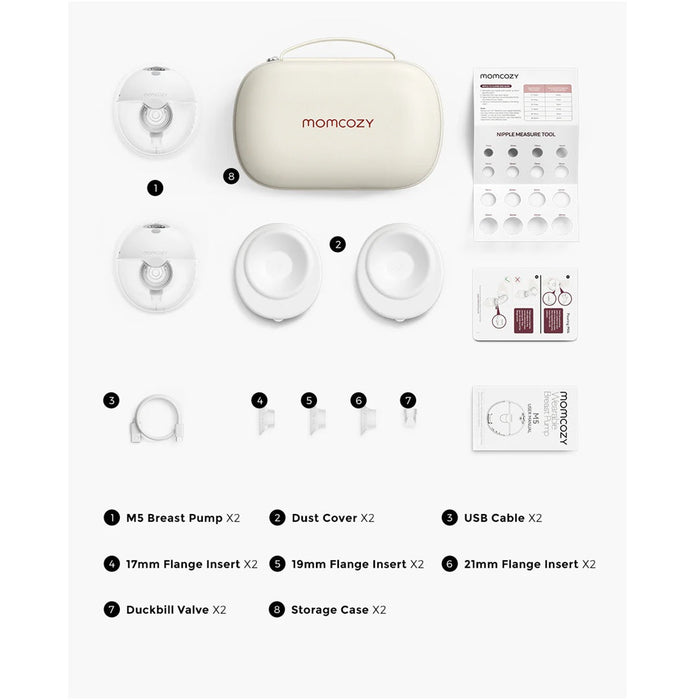 
    Bomba Extratora Dupla de Leite Elétrica Portátil M5 Momcozy Hands Free Grey
  