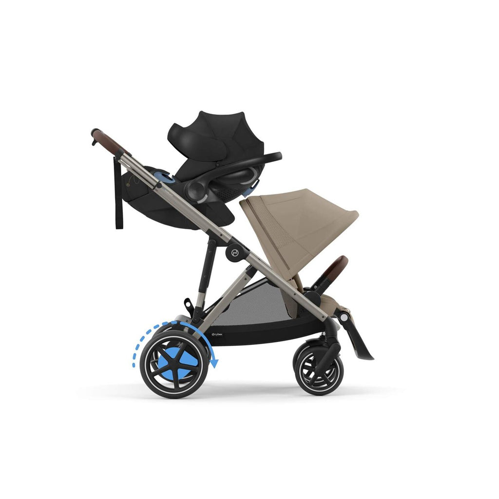 cybex bebe Carrinho De Bebê Cybex E-Gazelle S Almond Beige (Taupe Frame) – Babytunes