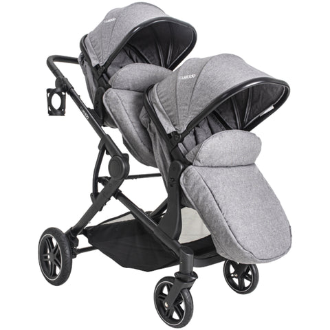 Carrinho De Bebê Para Gêmeos Kiddo Pair Melange Cinza