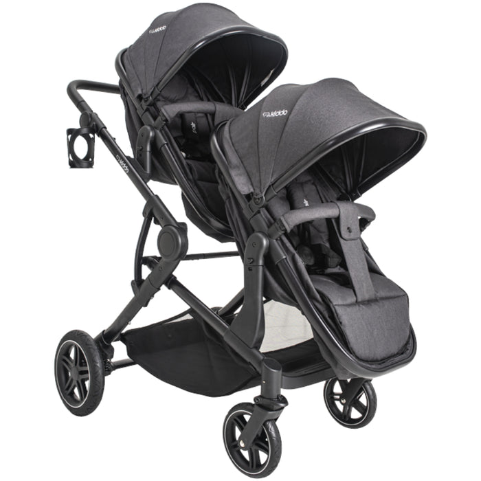 Carrinho De Bebê Para Gêmeos Kiddo Pair Melange Grafite
