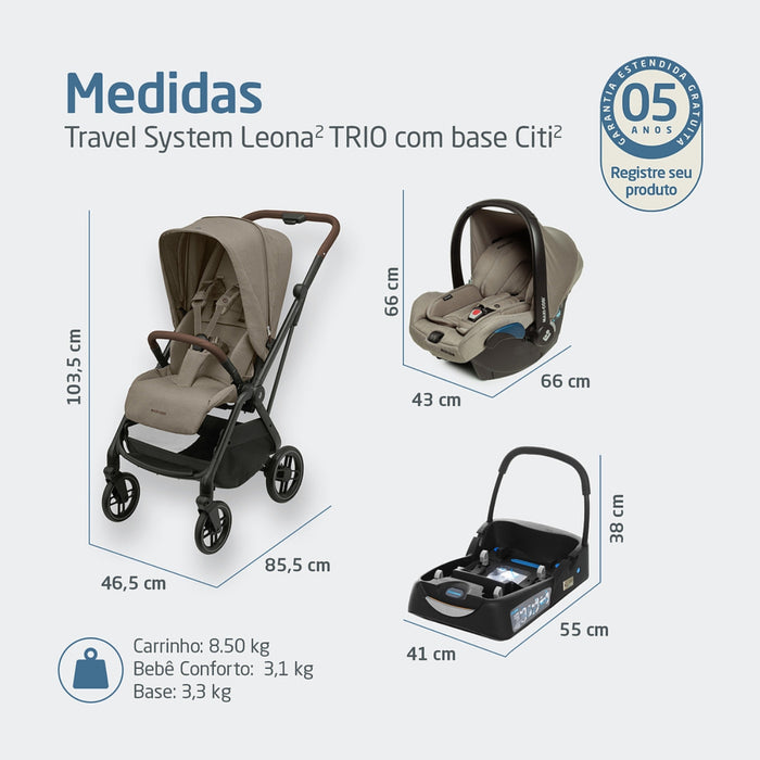 
    Carrinho de Bebê Maxi-Cosi Leona² TS Trio Twillic Truffle
  
