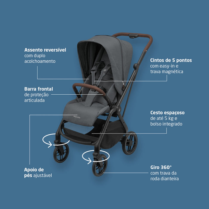 
    Carrinho de Bebê Maxi-Cosi Leona² Twillic Graphite
  