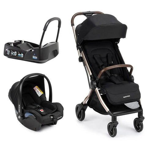 Carrinho de Bebê Maxi-Cosi Travel Sistem Eva³ Trio Essential Black Champagne