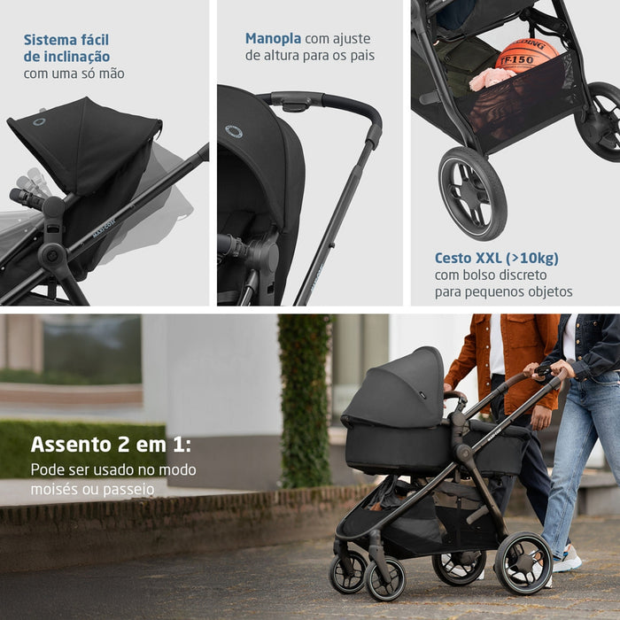
    Carrinho de Bebê Travel System Maxi-Cosi Anna³ Trio Cabriofix Essential Black
  