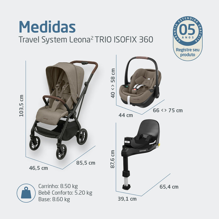 
    Carrinho de Bebê Travel System Maxi-Cosi Leona² com Pebble Pro 360 Twillic Truffle
  