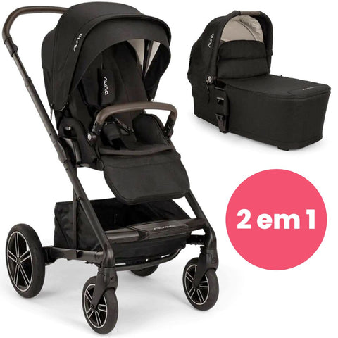 Combo Carrinho De Bebê + Moisés Nuna Mixx Next Preto Caviar