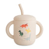 Copo Infantil Mushie Com Alças e Canudo Dinosaurs