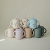 Copo Infantil Mushie Com Alças e Canudo Lilac Flowers
