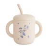 Copo Infantil Mushie Com Alças e Canudo Lilac Flowers