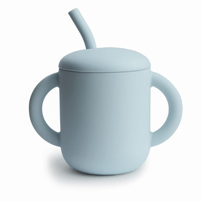 
    Copo Infantil Mushie Com Alças e Canudo Powder Blue - Mushie Babytunes
  