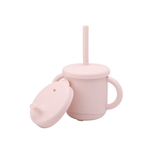 Copo de Silicone Infantil 2 em 1 Petit Piá 270ML Rosa