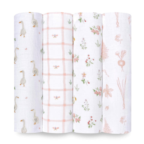 Cueiro Swaddles Kit 4 Peças Aden + Anais Country Floral