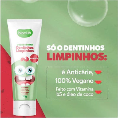 Gel Dental - Dentinhos Limpinhos Bioclub (Melancia) 70G - Fórmula Suave