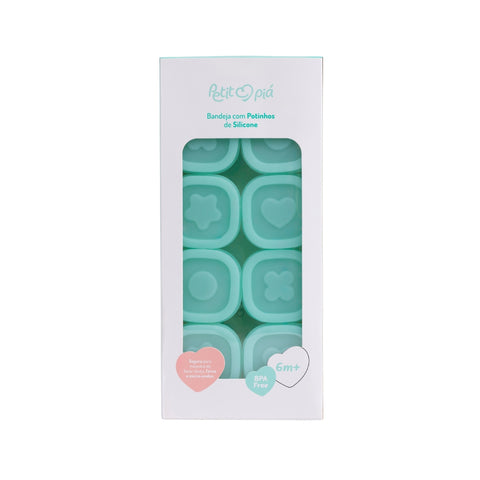 Kit 8 Potes de Silicone com Bandeja Petit Piá Verde
