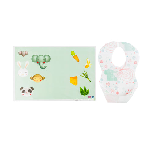 Kit de Mesa Babador + Jogo Americano Descartável Baby Eats Likluc – 6 Unidades