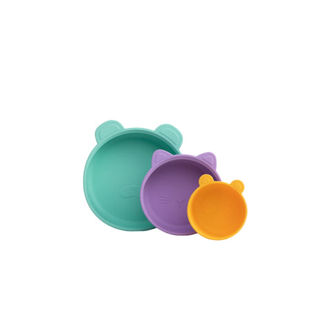 Kit Bowl de Silicone Infantil Petit Piá Colorido - 3 Unidades