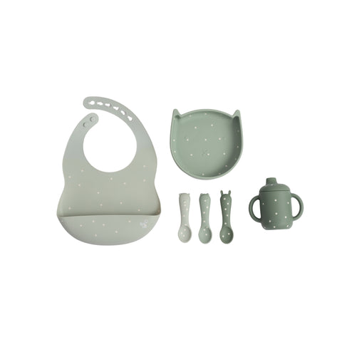 Kit De Alimentação Infantil Petit Piá em Silicone 6 Peças Verde Premium