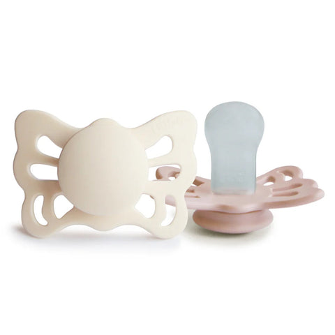 Kit De Chupetas Anatômicas Butterfly Mushie 0-6M Cream E Blush
