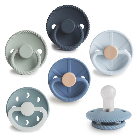 Kit De Chupetas Frigg Mushie Silicone Rubber Endless Sea 6 Peças