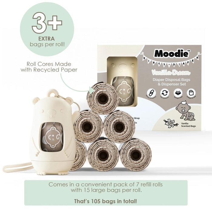
    Saco de Fraldas Descartáveis e Refil Moodie Teddy Bear Vanilla Dream - Moodie Babytunes
  