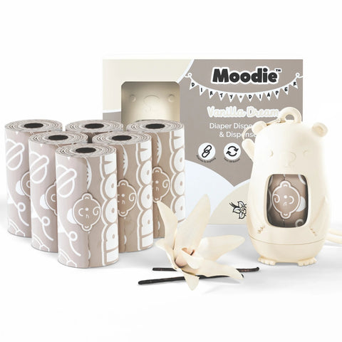 Saco de Fraldas Descartáveis e Refil Moodie Teddy Bear Vanilla Dream
