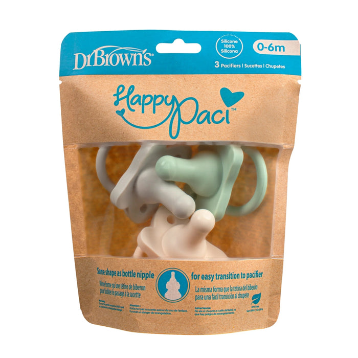 
    Kit de Chupetas Dr. Brown's HappyPaci 100% Silicone 0-6M Gray/Green/Ecru
  
