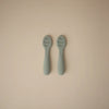 Kit de Colheres Iniciais Para Bebês Mushie Cambridge Blue e Shifting Sand