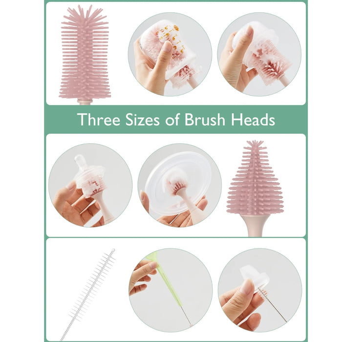 
    Kit de Escova Para Mamadeira com Design Inovador de Pressão Momcozy Pink
  