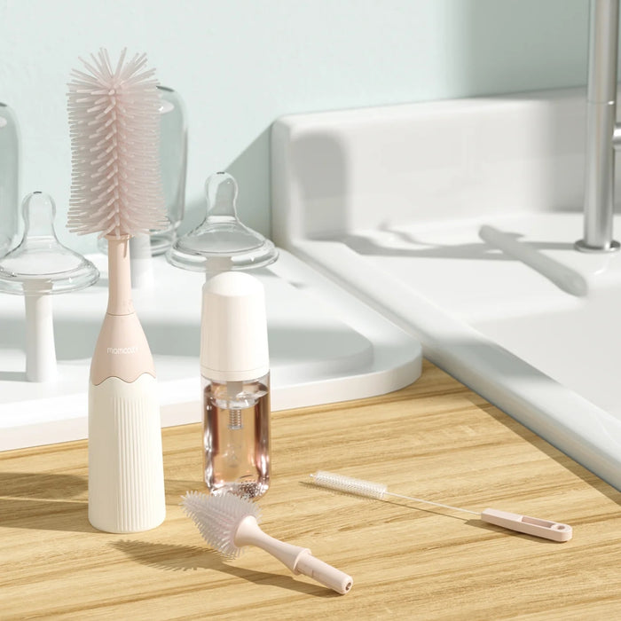 
    Kit de Escova Para Mamadeira com Design Inovador de Pressão Momcozy Pink
  